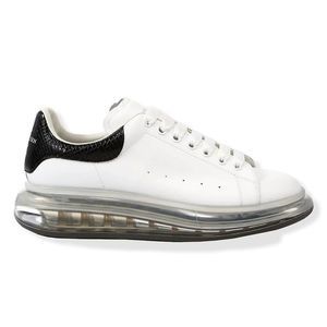Alexander McQueen Oversized Leather Sneaker Clear Sole Black croc embossed